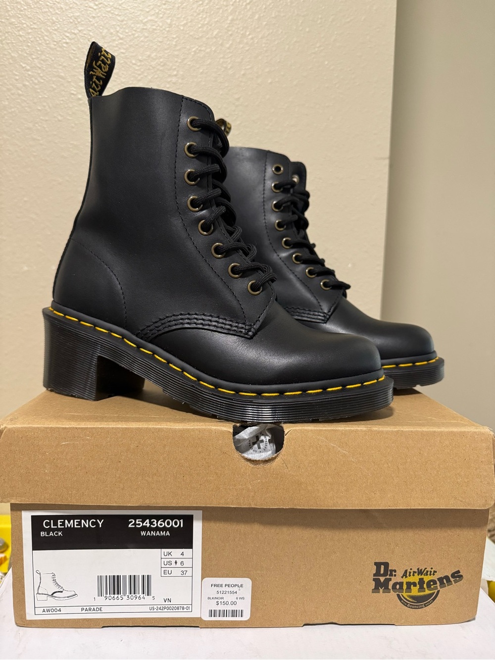 New Dr. Martens Clemency Black Lace-Up Platform Ankle Boots with